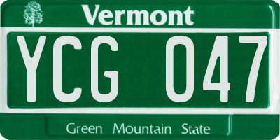 VT license plate YCG047