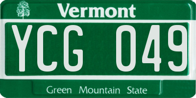 VT license plate YCG049