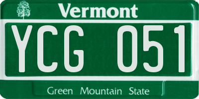 VT license plate YCG051