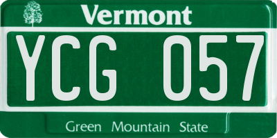 VT license plate YCG057