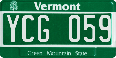 VT license plate YCG059