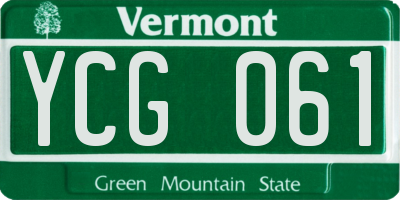 VT license plate YCG061
