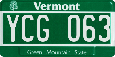 VT license plate YCG063