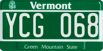 VT license plate YCG068