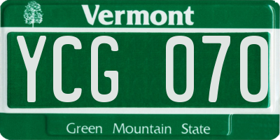 VT license plate YCG070