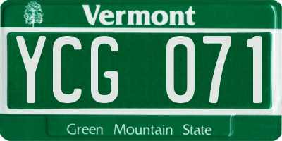 VT license plate YCG071