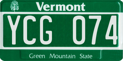 VT license plate YCG074