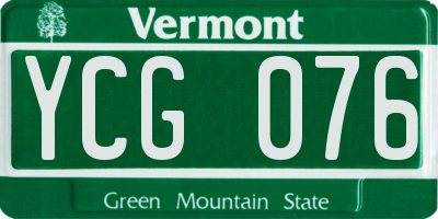 VT license plate YCG076