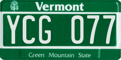 VT license plate YCG077