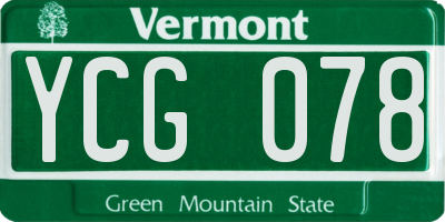 VT license plate YCG078