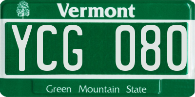 VT license plate YCG080