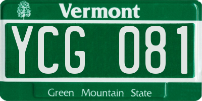 VT license plate YCG081