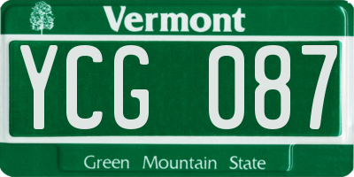 VT license plate YCG087
