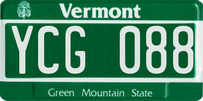 VT license plate YCG088