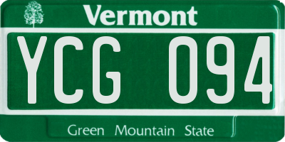 VT license plate YCG094