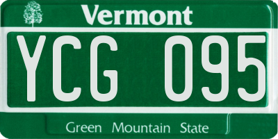 VT license plate YCG095