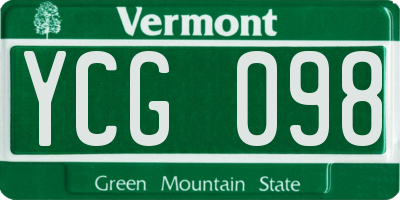 VT license plate YCG098
