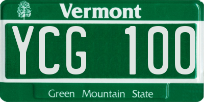 VT license plate YCG100