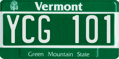 VT license plate YCG101