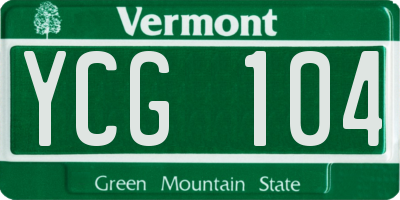 VT license plate YCG104