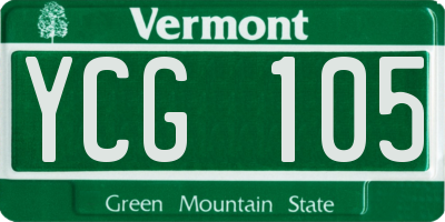 VT license plate YCG105