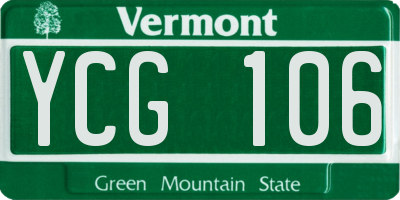 VT license plate YCG106