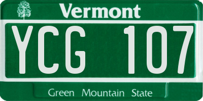 VT license plate YCG107