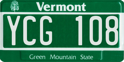 VT license plate YCG108