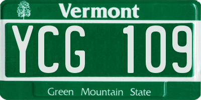 VT license plate YCG109
