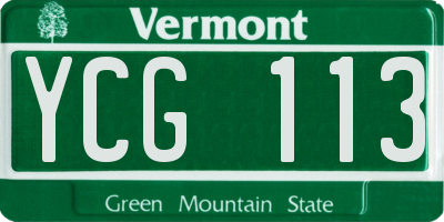 VT license plate YCG113