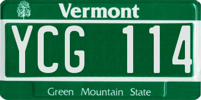 VT license plate YCG114