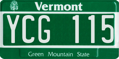 VT license plate YCG115