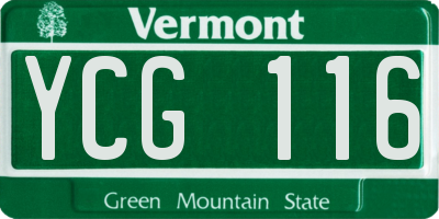 VT license plate YCG116