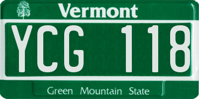 VT license plate YCG118