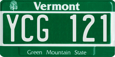 VT license plate YCG121