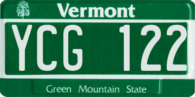 VT license plate YCG122