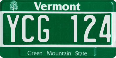 VT license plate YCG124