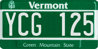 VT license plate YCG125