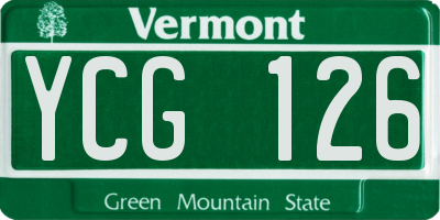 VT license plate YCG126
