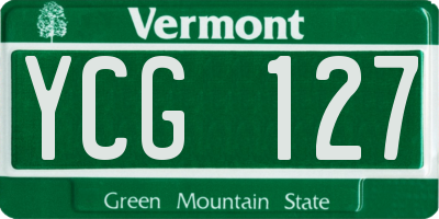 VT license plate YCG127