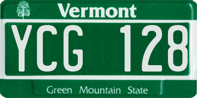 VT license plate YCG128