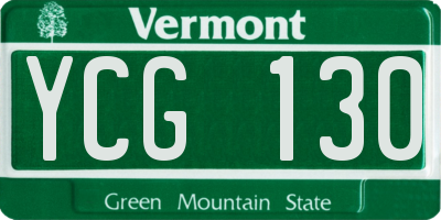 VT license plate YCG130