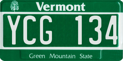 VT license plate YCG134