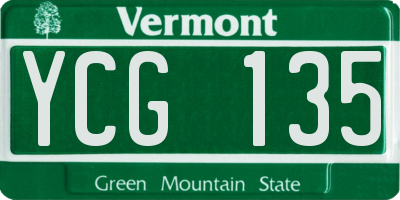 VT license plate YCG135