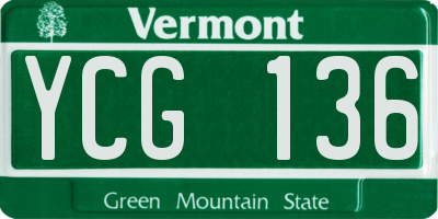 VT license plate YCG136
