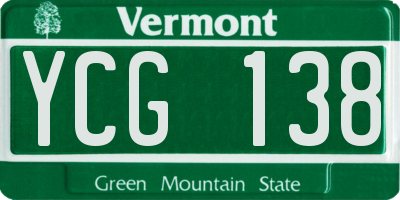 VT license plate YCG138