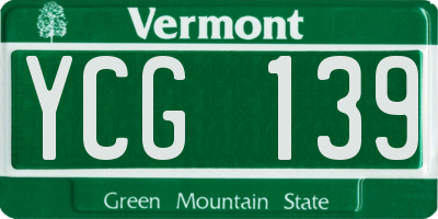 VT license plate YCG139