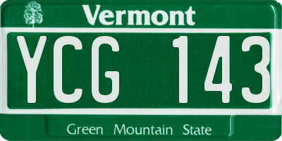 VT license plate YCG143