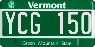 VT license plate YCG150