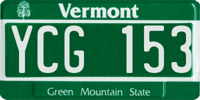 VT license plate YCG153